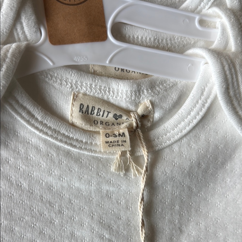 100% Organic Cotton Baby Long Sleeve Bodysuits (0-3mo) (Rabbit+Bear Organics)